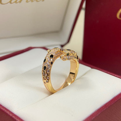 [LUXE] PANTHERE DOUBLE HEADED FULL DIAMOND  RING