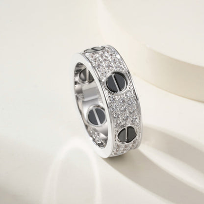 [LUXE] LOVE RING 5.5MM DIAMONDS PAVED CERAMIC