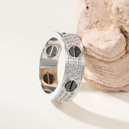[LUXE] LOVE RING 5.5MM DIAMONDS PAVED CERAMIC