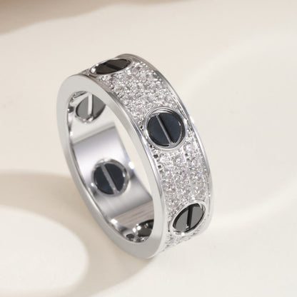 [LUXE] LOVE RING 5.5MM DIAMONDS PAVED CERAMIC