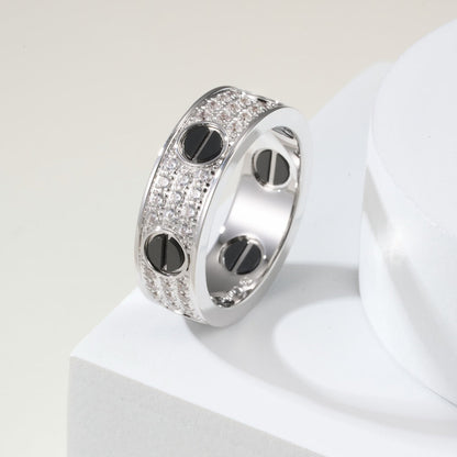 [LUXE] LOVE RING 5.5MM DIAMONDS PAVED CERAMIC
