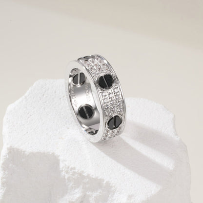 [LUXE] LOVE RING 5.5MM DIAMONDS PAVED CERAMIC