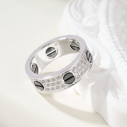 [LUXE] LOVE RING 5.5MM DIAMONDS PAVED CERAMIC