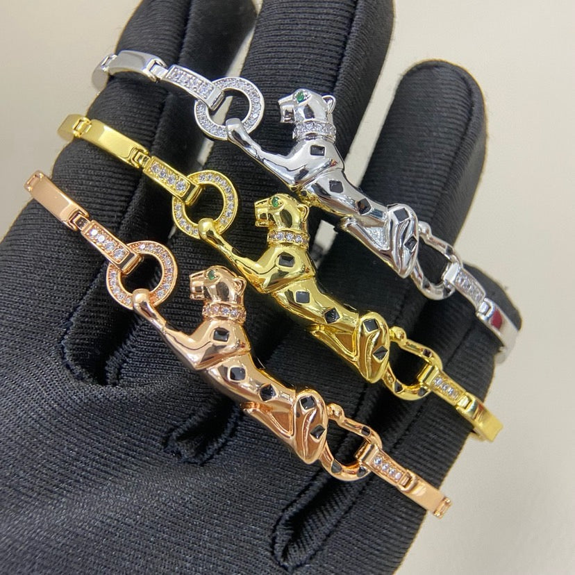 [LUXE] PANTHERE HALF DIAMOND ON CHAIN BRACELET