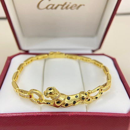 [LUXE] PANTHERE HALF DIAMOND ON CHAIN BRACELET