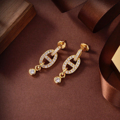 [LUXE]PENDIENTES DE DIAMANTES HM CHAINE