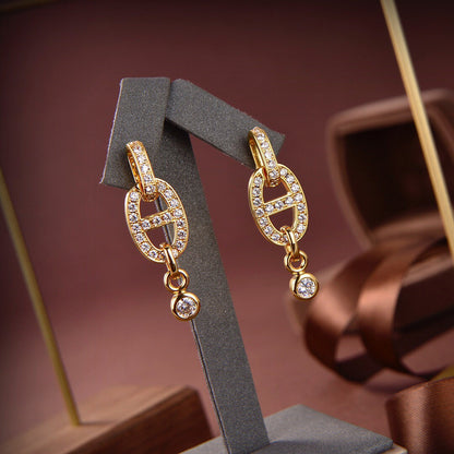[LUXE]PENDIENTES DE DIAMANTES HM CHAINE