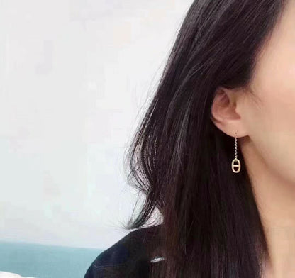 [LUXE]PENDIENTES DE BORLA DE CADENA