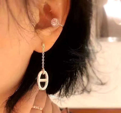 [LUXE]PENDIENTES DE BORLA DE CADENA