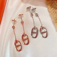 [LUXE]PENDIENTES DE BORLA DE CADENA