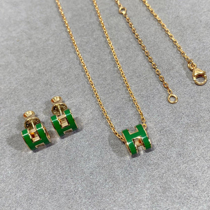 [LUXE] COLLAR POP H VERDE PLATA Y ORO