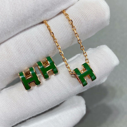 [LUXE] COLLAR POP H VERDE PLATA Y ORO