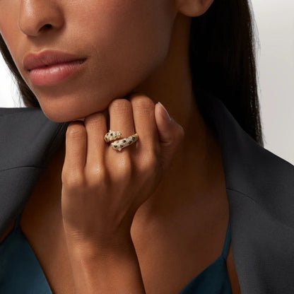 [LUXE] PANTHERE DOUBLE HEADED FULL DIAMOND  RING
