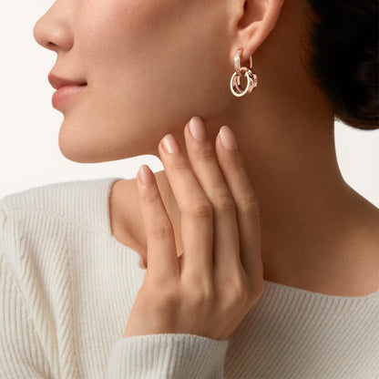 [LUXE] LOVE 3.3MM DANGLE HALF DIAMOND EARRINGS
