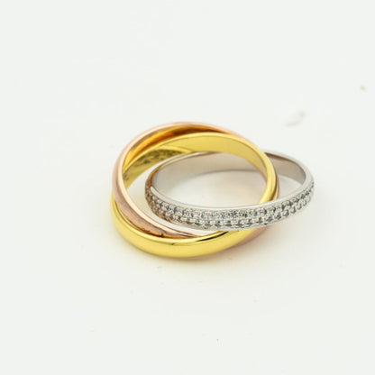 [LUXE]ANILLO TRINITY ORO ORO ROSA PLATA DIAMANTES 