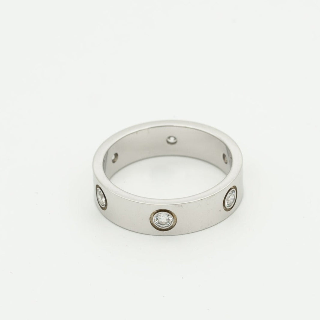 [LUXE] ANILLO DE AMOR 5,5 MM 6 DIAMANTES PLATA
