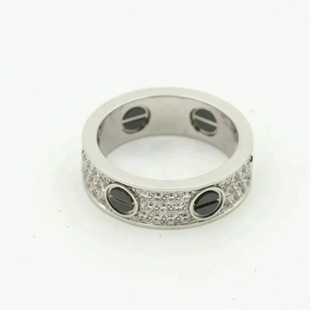 [LUXE] ANILLO DE AMOR DE CERÁMICA PAVADA CON DIAMANTES DE 5,5 MM