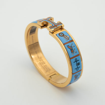 [LUXE]H PULSERA DE ORO ROSA CERÁMICA AZUL
