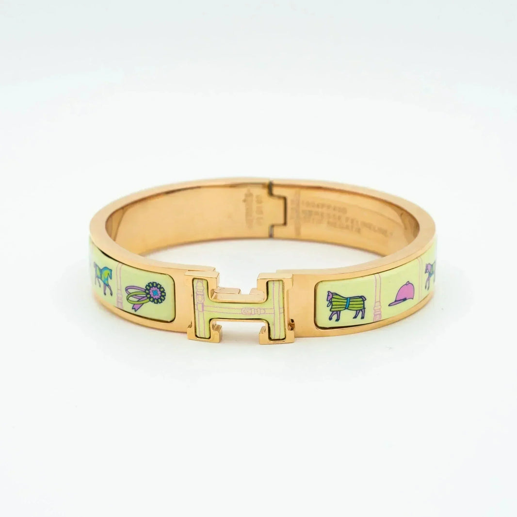 [LUXE]H PULSERA DE ORO ROSA CERÁMICA CREMA
