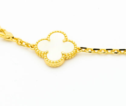 [LUXE]PULSERA DE TRÉBOL 5 MOTIVOS ÓNIX MOP