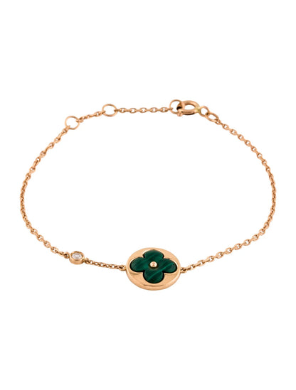 [LUXE]PULSERA DE ORO ROSA CON 1 DIAMANTE Y MALAQUITA SOL