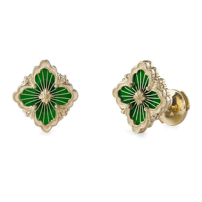 [LUXE JEWELRY]OPERA TULLE GOLD BUTTON EARRINGS ENAMELED ELEMENT