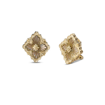 [LUXE JEWELRY]OPERA TULLE GOLD BUTTON EARRINGS ENAMELED ELEMENT