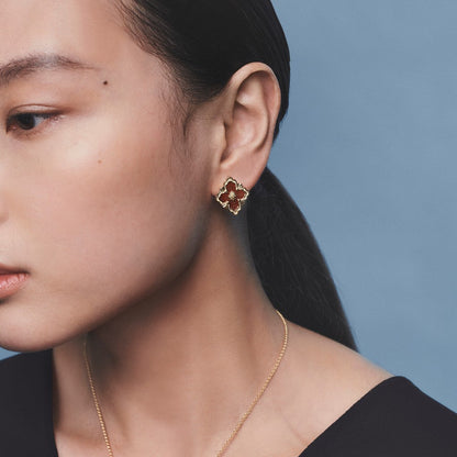 [LUXE JEWELRY]OPERA TULLE GOLD BUTTON EARRINGS ENAMELED ELEMENT