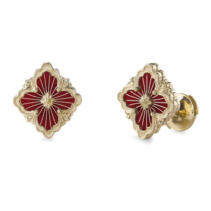 [LUXE JEWELRY]OPERA TULLE GOLD BUTTON EARRINGS ENAMELED ELEMENT