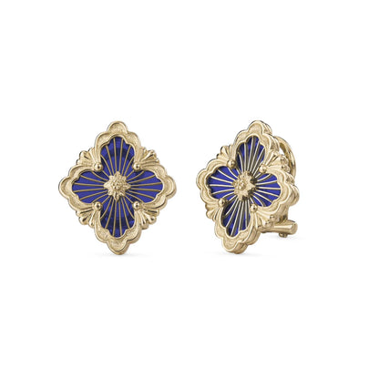 [LUXE JEWELRY]OPERA TULLE GOLD BUTTON EARRINGS ENAMELED ELEMENT