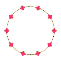 [LUXE] COLLAR DE CORNALINA CON 10 MOTIVOS DE TRÉBOL