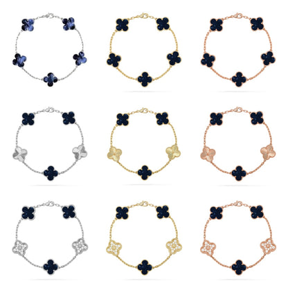 COLECCIÓN DE PULSERAS DE PIETERSITA CON 5 MOTIVOS DE TRÉBOL