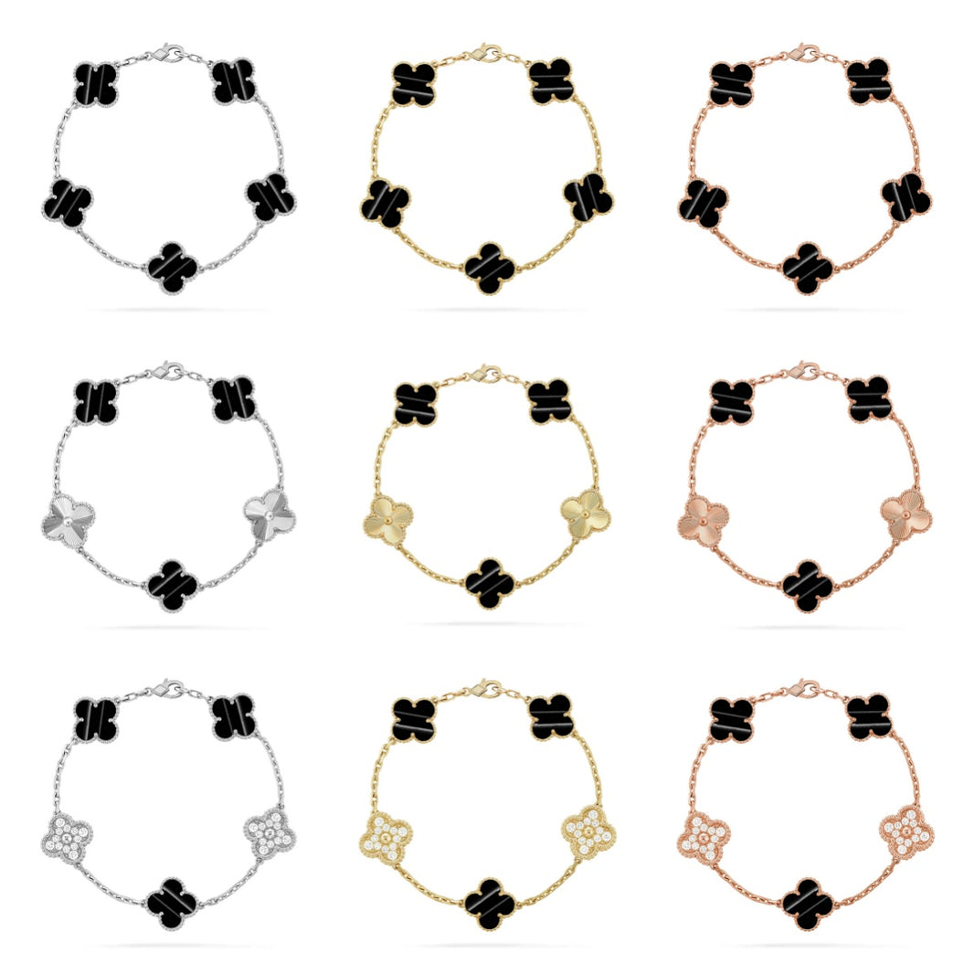 [LUXE] CLOVER 5 MOTIF PULSAR STONE BRACELET COLLECTION