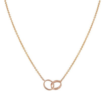 [LUXE]COLLAR AMOR DOBLE ANILLO ORO ROSA 