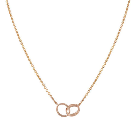 [LUXE]COLLAR AMOR DOBLE ANILLO ORO ROSA 