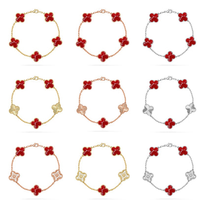 [LUXE] COLECCIÓN DE PULSERAS CON ESTAMPADO ROJO DE TRÉBOL 5 MOTIVOS