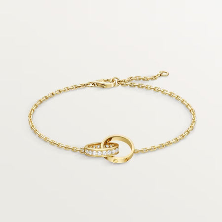 [LUXE] LOVE DOUBLE RING HALF DIAMOND BRACELET