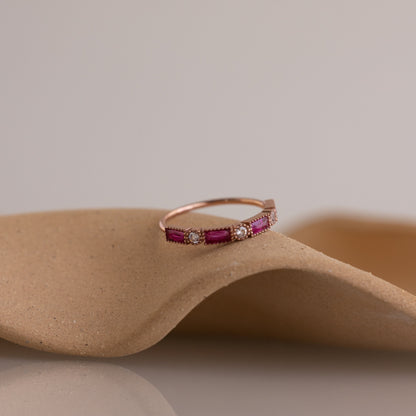 Anillo Art Déco con piedras de nacimiento mixtas