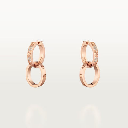 [LUXE] LOVE 3.3MM DANGLE HALF DIAMOND EARRINGS