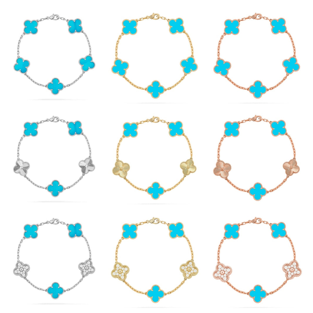 [LUXE] CLOVER 5 MOTIF TURQUOISE BRACELET COLLECTION