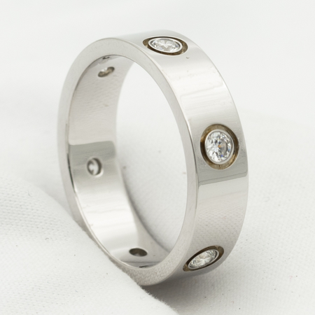 [LUXE] ANILLO DE AMOR 5,5 MM 6 DIAMANTES PLATA