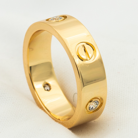 [LUXE] ANILLO AMOR 5,5 MM 3 DIAMANTES ORO ROSA
