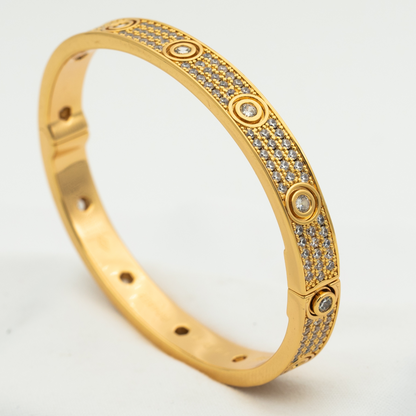 [LUXE] PULSERA LOVE DE 6,1 MM CON PAVÉ DE DIAMANTES Y 10 DIAMANTES GRANDES