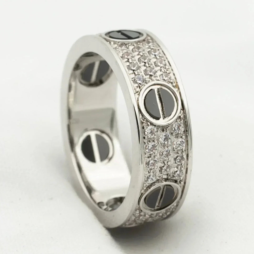[LUXE] ANILLO DE AMOR DE CERÁMICA PAVADA CON DIAMANTES DE 5,5 MM