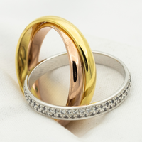 [LUXE]ANILLO TRINITY ORO ORO ROSA PLATA DIAMANTES 