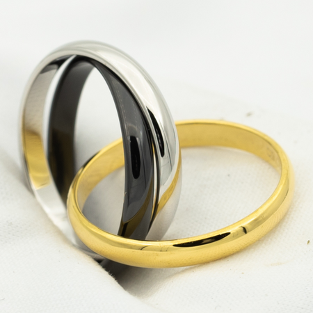 [LUXE]ANILLO TRINITY ORO NEGRO PLATA
