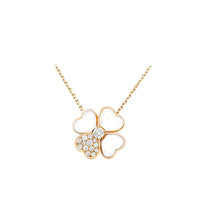 [LUXE] COLLAR DE ORO ROSA CON DIAMANTES Y TRÉBOL