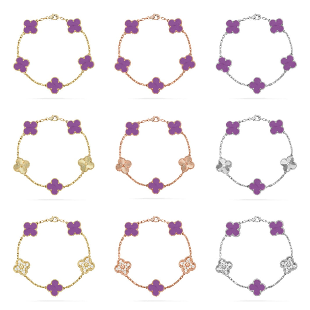[LUXE] CLOVER 5 MOTIF VIOLET BRACELET COLLECTION