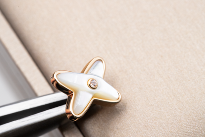 [LUXE]JEUX DE WHITE MOP PENDIENTES DE ORO ROSA CON DIAMANTES