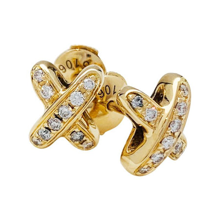 [LUXE]PENDIENTES JEUX DE ORO CON DIAMANTES